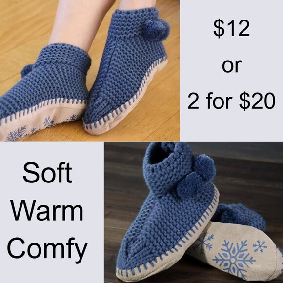 Ruggine Shoes - Comfy Hand Knitted Indoor Slipper Booties w Pom-Poms 🎁 Excellent Gift! 🎁